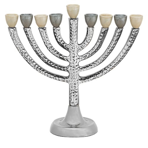 MENORAH DE ALUMINIO BASE COLOR CREMA 26 cm