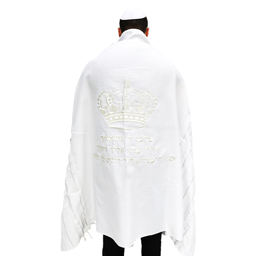 TALIT 150x185 cm BLANCO CON DETALLES PLATEADOS