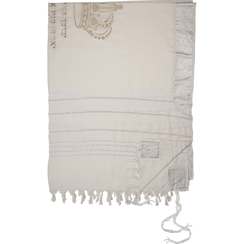 TALIT 150x185 cm BLANCO CON DETALLES PLATEADOS