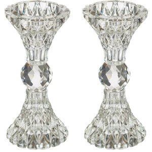 7296162407181 PAR DE CANDELABROS DE CRISTAL 13cm