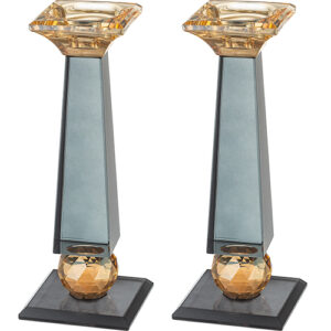 PAR DE CANDELABROS DE CRISTAL 17 cm