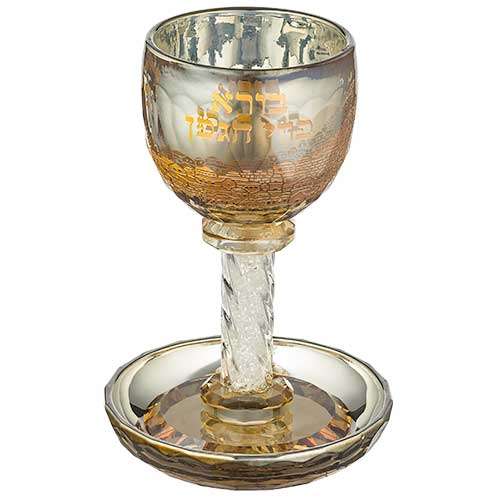 40349 Copa de cristal para kidush color miel