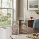 Candelabro de cristal con metal 8 cm